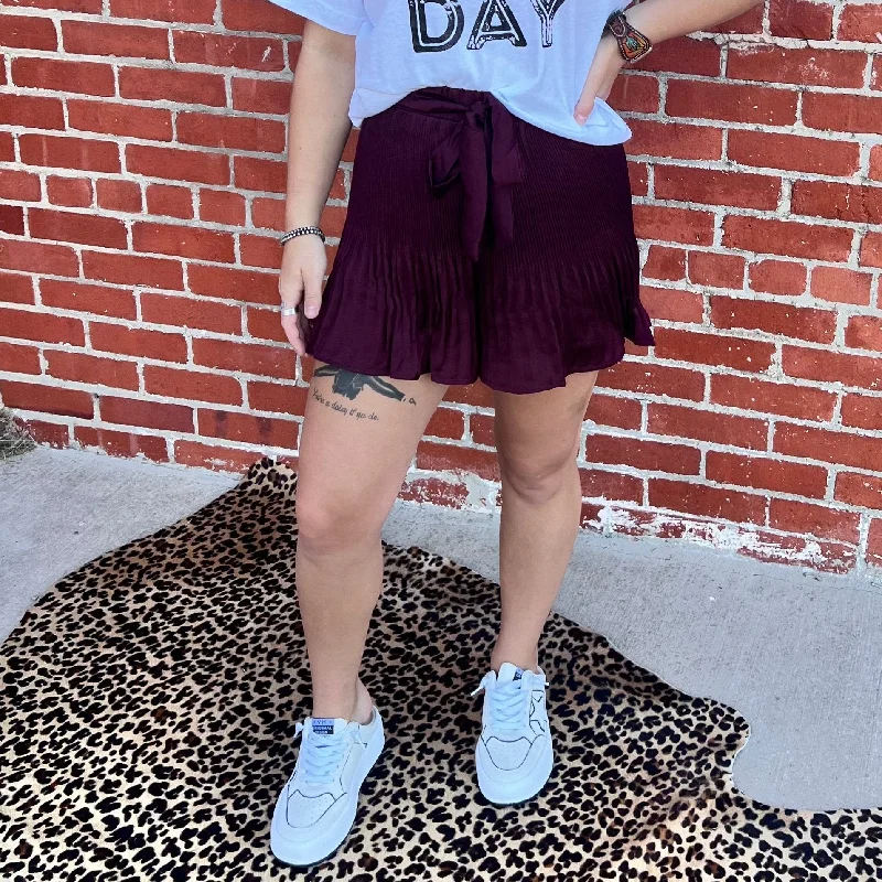 Wine Dressy Silky Shorts
