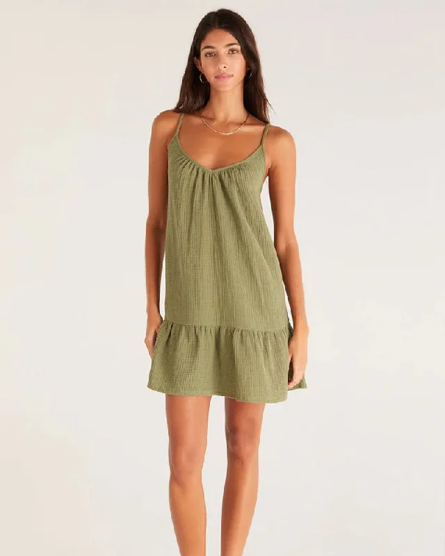 ZSupply Amalia Gauze Dress In Olive Dress