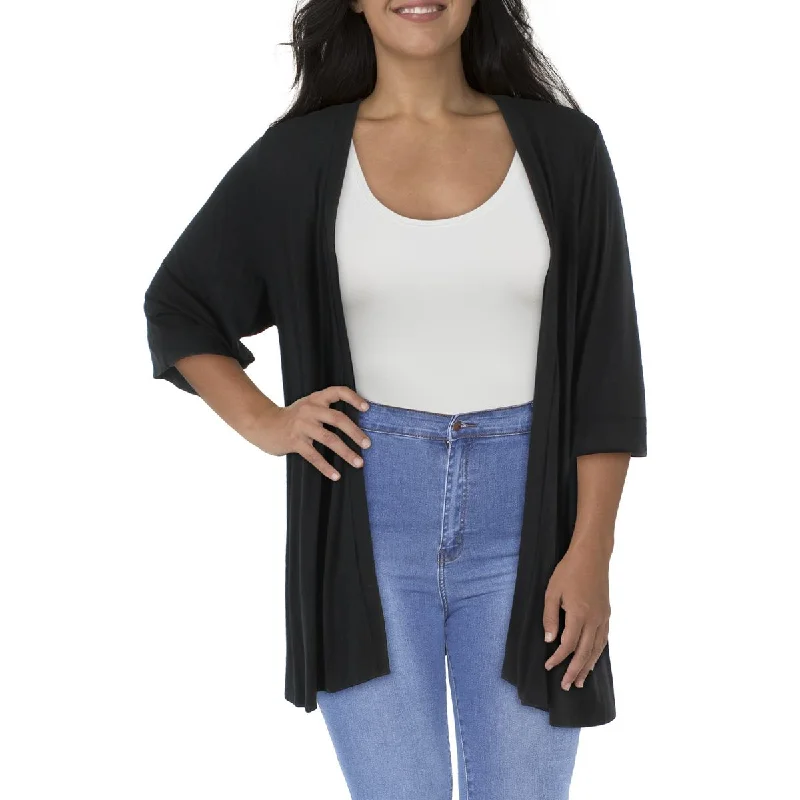 24seven Comfort Apparel Womens Plus Cardigan Open Front Duster Sweater Mesh Blend Leather Blend Suede Blend 24seven Comfort Apparel Womens Plus Cardigan Open Front Duster Sweater Mesh Blend Leather Blend Suede Blend