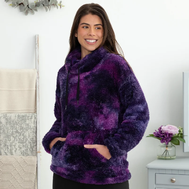Tie-Dye Fleece Cowl Neck Pullover Cowl Neck Pullover