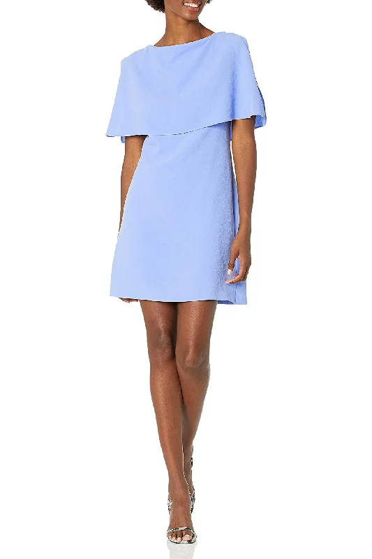 Adrianna Papell Boat Neck Cape Sleeve Zipper Back Solid Crepe Dress Tunics Fleece cozy Adrianna Papell Boat Neck Cape Sleeve Zipper Back Solid Crepe Dress Tunics Fleece cozy