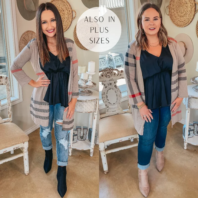 Last Chance Size Small | All Eyes On You Plaid Cardigan in Taupe Embroidered Appliqued Beaded Last Chance Size Small | All Eyes On You Plaid Cardigan in Taupe Embroidered Appliqued Beaded