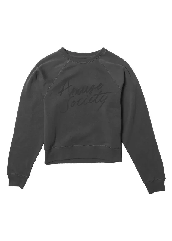 Amuse society Script pullover / charcoal Sheath Sleeve Elegant