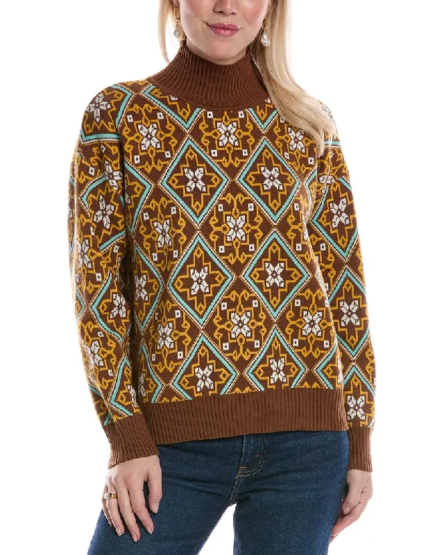 ANNA KAY Fleurette Cashmere-Blend Pullover Ruffle Sleeve Feminine