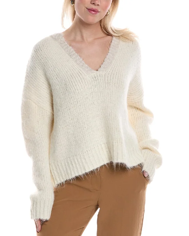 ANNA KAY Lademeter Cashmere-Blend Pullover Short Puff Sleeve