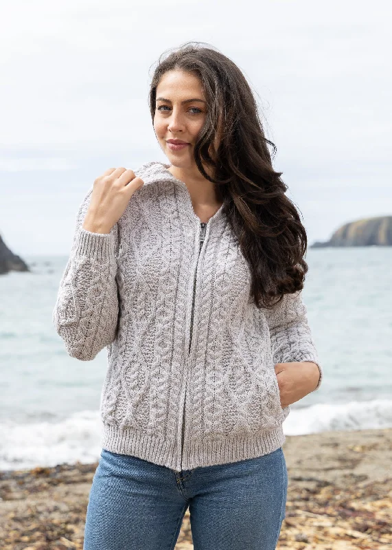Women's Aran Hooded Cardigan | Silver Button Cardigan Zip Cardigan Pullover Cardigan Women's Aran Hooded Cardigan | Silver Button Cardigan Zip Cardigan Pullover Cardigan