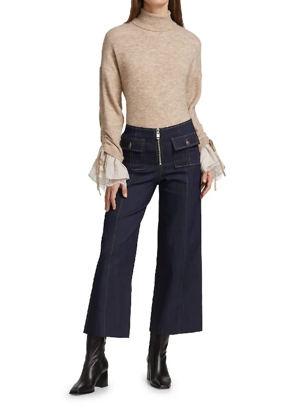 Atlas Pullover In Oatmeal Mock Neck Pullover