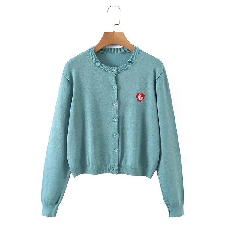 Autumn sensational foreign style short round neck knitted cardigan 7719 Crew Neck V-Neck Turtle Neck Autumn sensational foreign style short round neck knitted cardigan 7719 Crew Neck V-Neck Turtle Neck