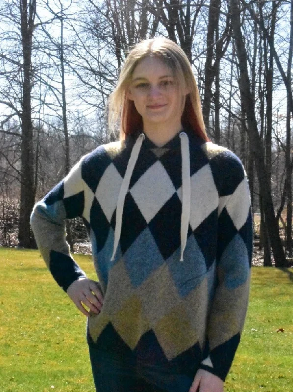 Aztec Knitted Pullover with Hood (KF20506) Flutter Sleeve Feminine