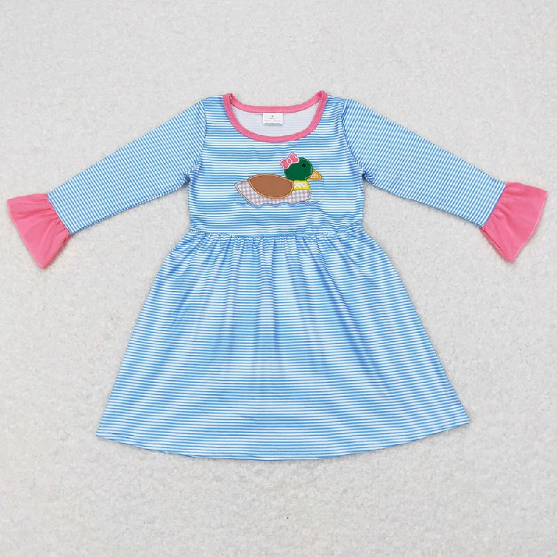 Baby Girls Dress Duck Stripes Long Sleeve Hunting Dresses GLD0426 sweetheart Neckline Romantic Baby Girls Dress Duck Stripes Long Sleeve Hunting Dresses GLD0426 sweetheart Neckline Romantic