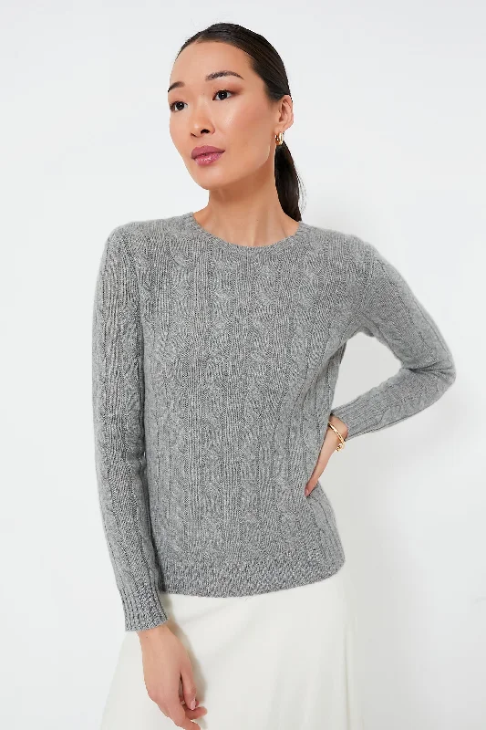 Battalion Grey Heather Julianna Classic Cashmere Pullover Crew Neck Wool