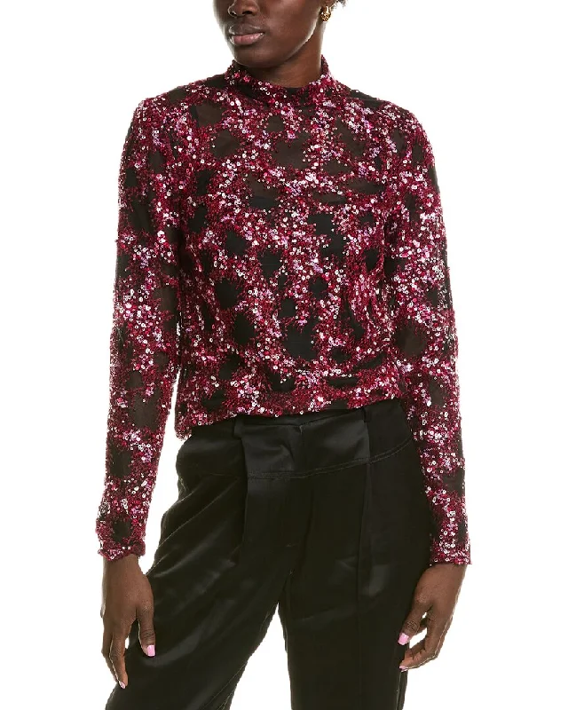 BCBGMAXAZRIA Sequin Turtleneck Pullover Saggy Sleeve Comfort