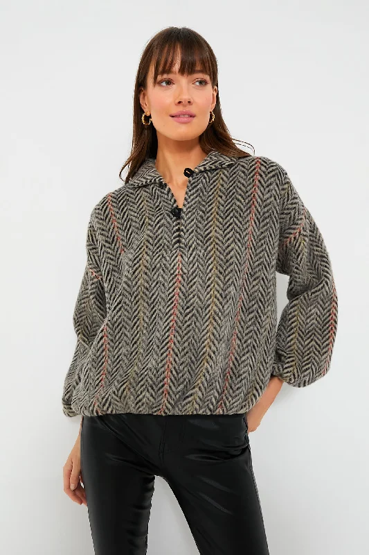 Birch Chevron Stripe The Outlander Pullover Plunging Neck Pullover