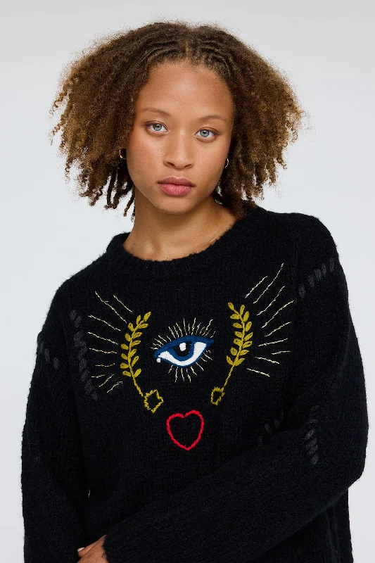 Black Adarsha Pullover Tight Sleeve Top