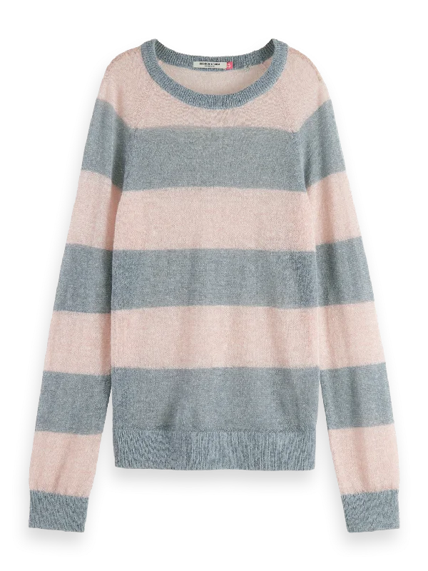 BLOCK STRIPE RAGLAN PULLOVER SEA FLOWER Halter Neck Top