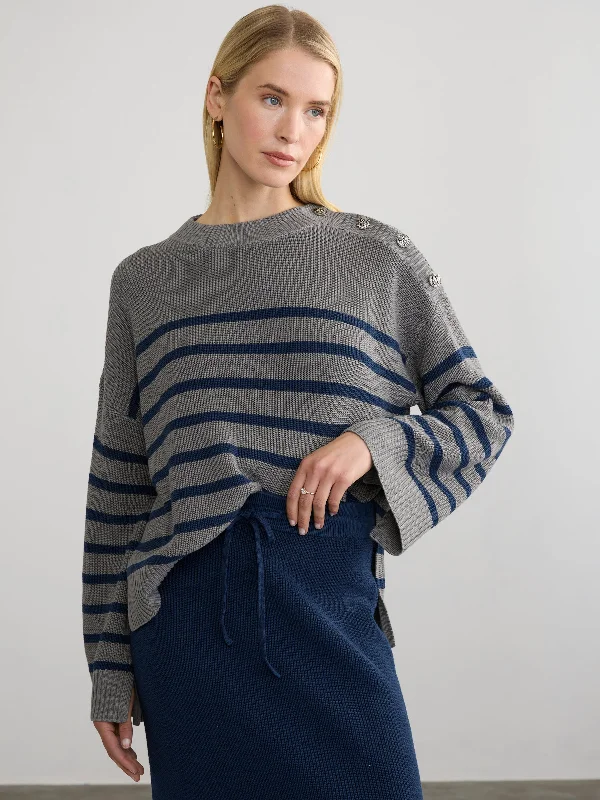 BRETON COTTON PULLOVER Button Front Sweater