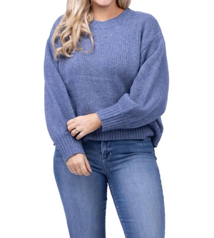 Bubble Pullover In Riverbed Polo Neck Sweater