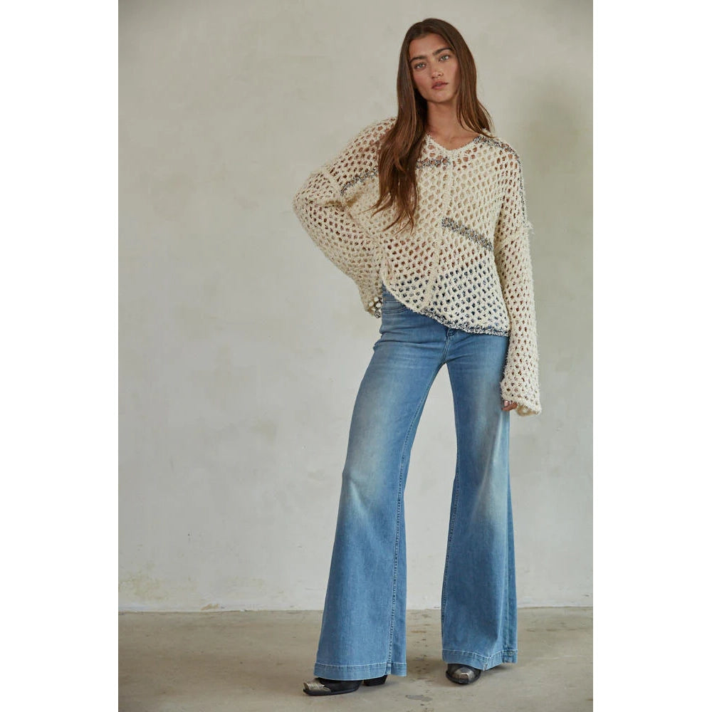 By Together - Harlowe Pullover - Cream Seamless Knit Pullover