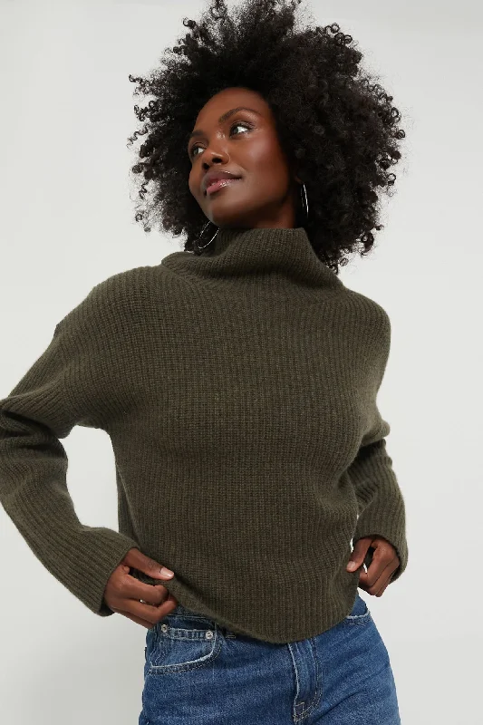 Canopy Olive Heather Pullover Cold Shoulder Design