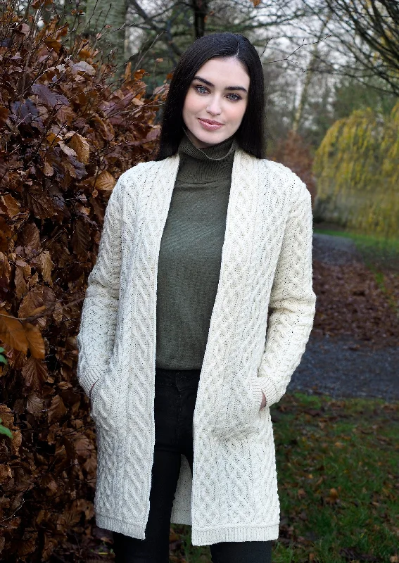 Aran Celtic Braid Edge Coat | Natural Off-the-Shoulder Jacket Double-Breasted Coat Single-Breasted Coat Aran Celtic Braid Edge Coat | Natural Off-the-Shoulder Jacket Double-Breasted Coat Single-Breasted Coat