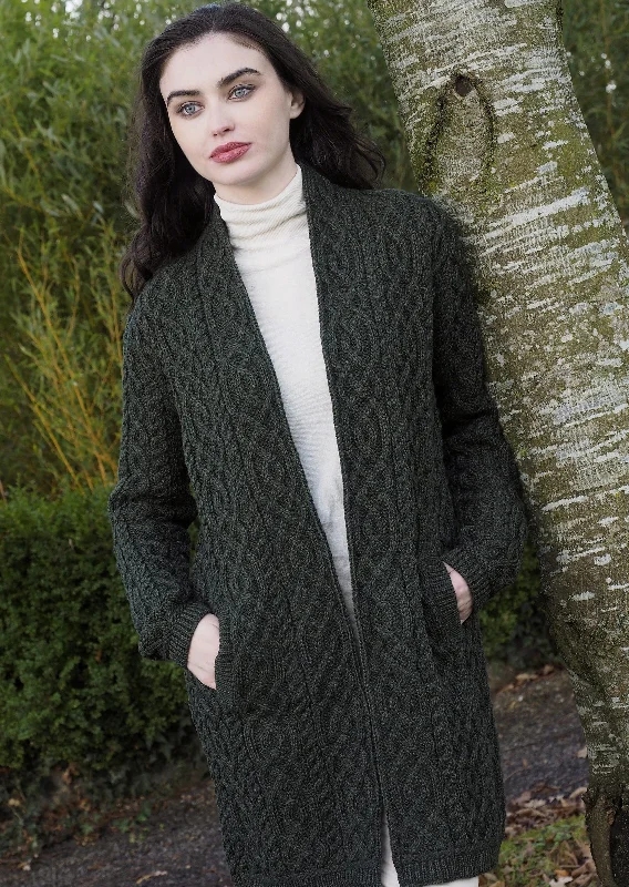 Aran Crafts Celtic Braid Coat | Green Houndstooth Jacket Shearling Jacket Fleece Jacket Aran Crafts Celtic Braid Coat | Green Houndstooth Jacket Shearling Jacket Fleece Jacket