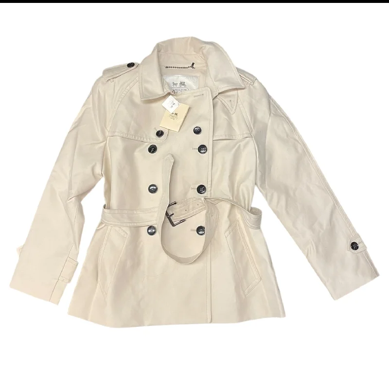 Coat Designer By Coach In Beige, Size: Xl Front Pockets Side Pockets Patch Pockets
