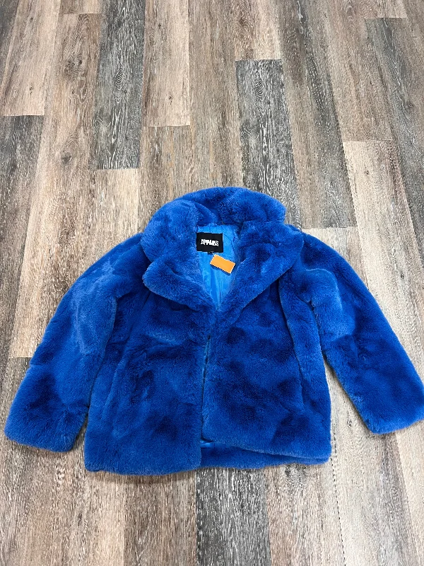 Coat Faux Fur & Sherpa By Apparis In Blue, Size: Xs Knit Woven Fleece