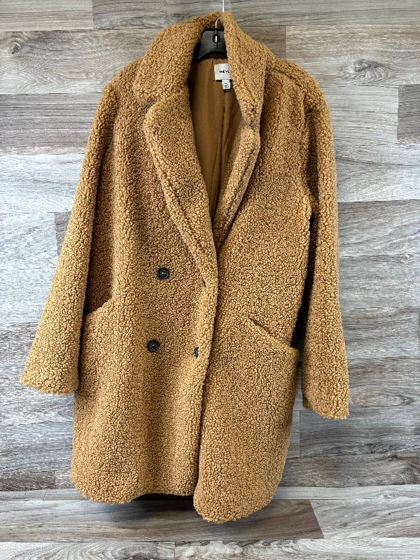 Coat Faux Fur & Sherpa By Nine West Apparel In Tan, Size: Xxl Solid Print Jacquard