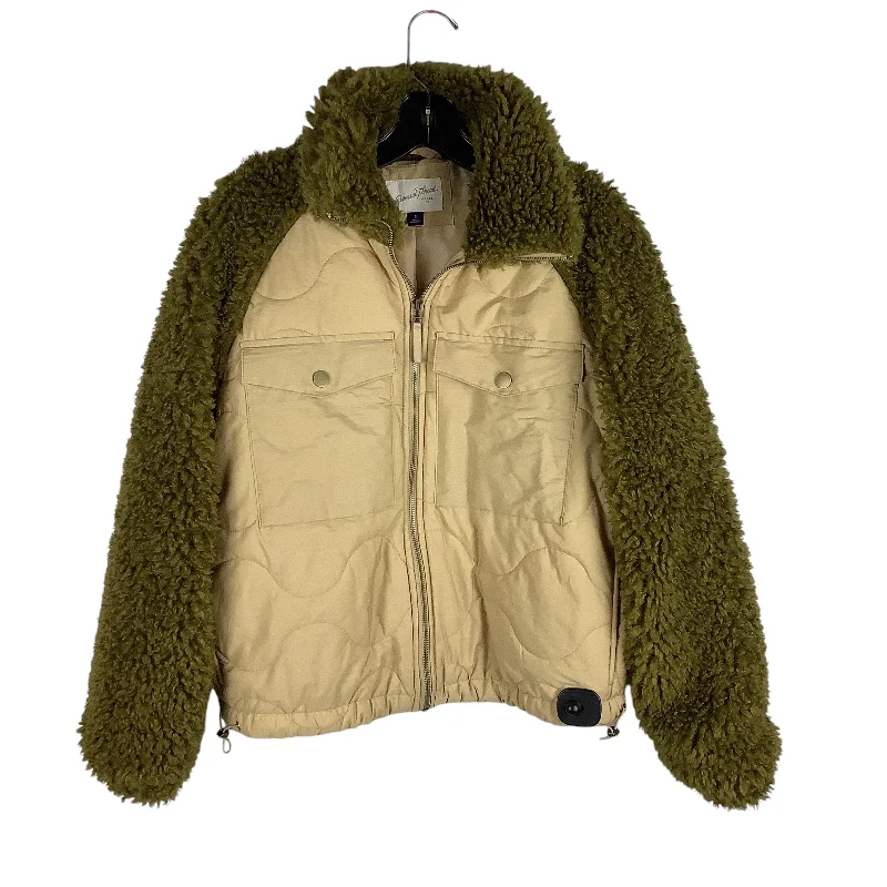Coat Faux Fur & Sherpa By Universal Thread In Green, Size: M Crew Neck V-Neck Boat Neck Coat Faux Fur & Sherpa By Universal Thread In Green, Size: M Crew Neck V-Neck Boat Neck