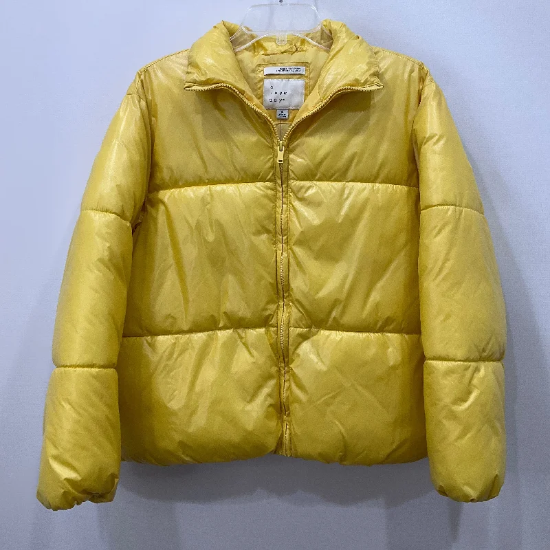 Coat Puffer & Quilted By A New Day In Yellow, Size: S Bodycon Sheath Shift