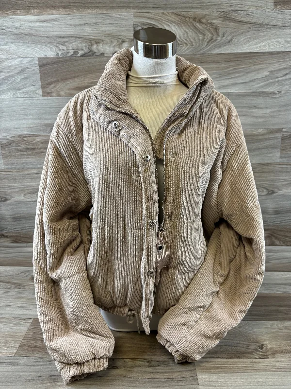 Coat Puffer & Quilted By Ashley In Taupe, Size: Xl Striped Polka Dot Floral