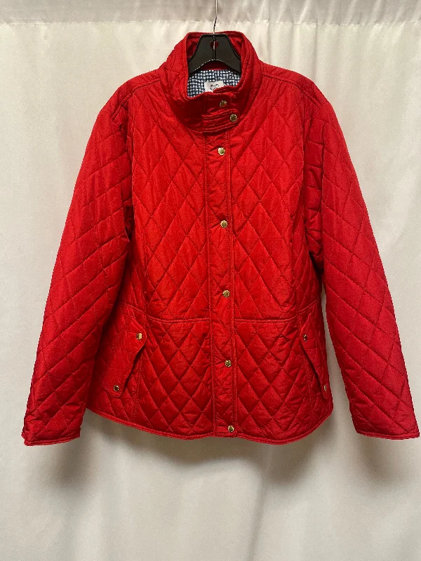 Coat Puffer & Quilted By Croft And Barrow In Red, Size: 3x Rayon Velvet Corduroy