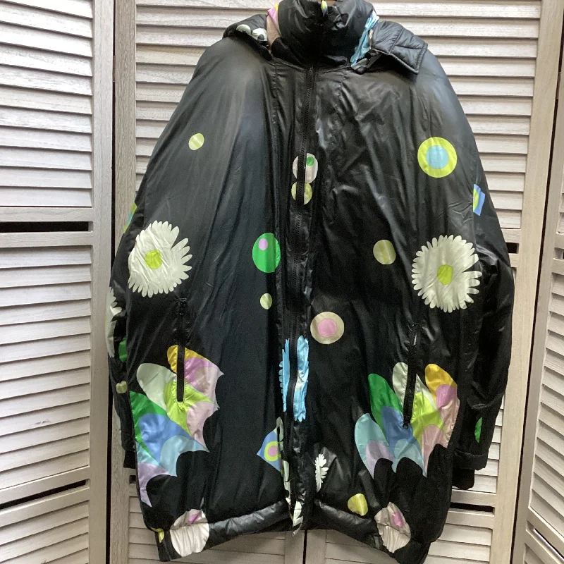 Coat Puffer & Quilted By Cynthia Rowley In Floral Print, Size: L Sequined Lace Ribbed