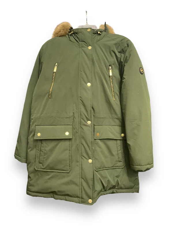 Coat Puffer & Quilted By Michael By Michael Kors In Green, Size: Xl Hook-and-Loop Buckled Tied Coat Puffer & Quilted By Michael By Michael Kors In Green, Size: Xl Hook-and-Loop Buckled Tied