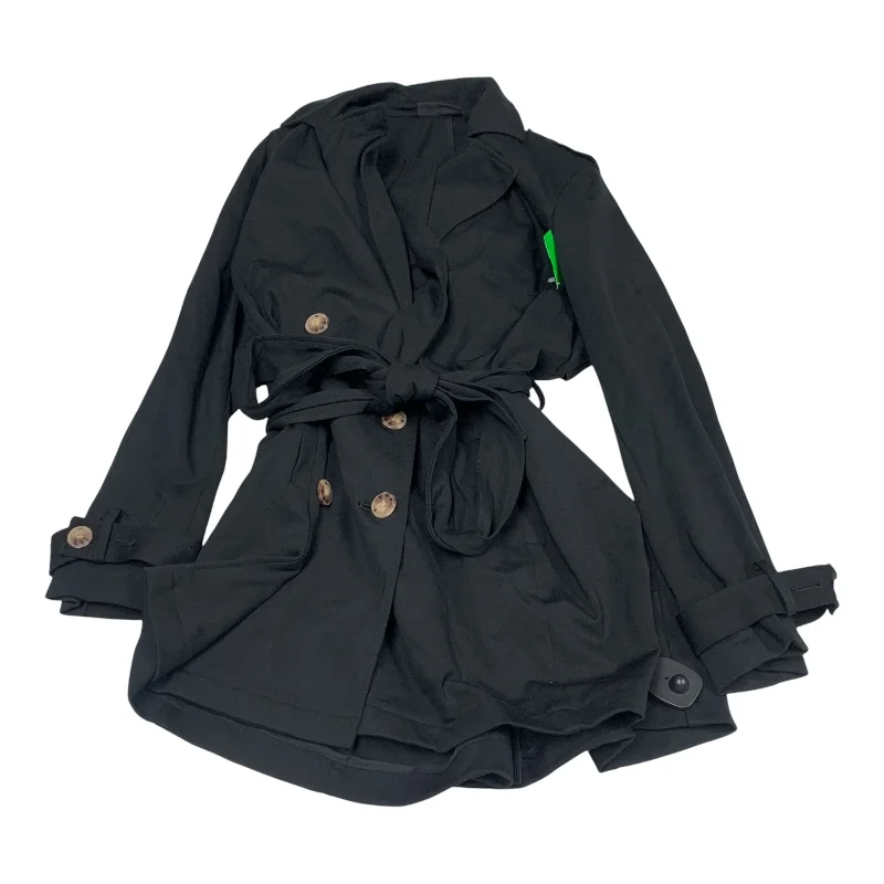 Coat Trench Coat By Lane Bryant In Black, Size: 3x Buttoned Toggled Snapped