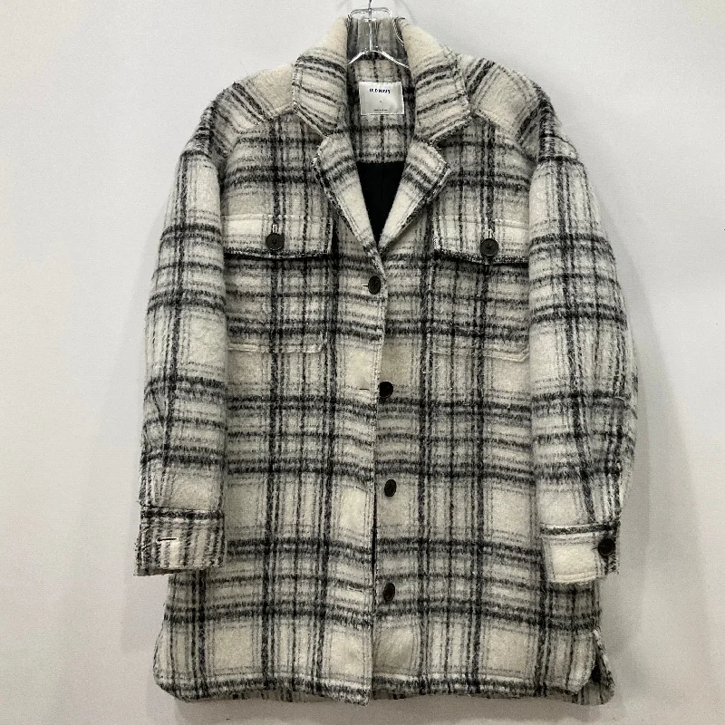 Coat Wool By Old Navy In Grey & White, Size: S Cuffed Rolled Raglan
