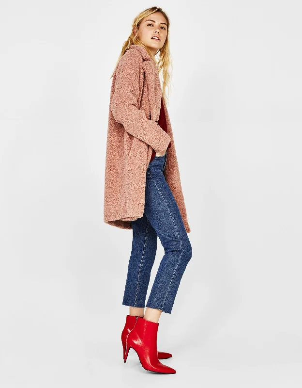 Faux shearling double-breasted coat Buttoned Toggled Snapped