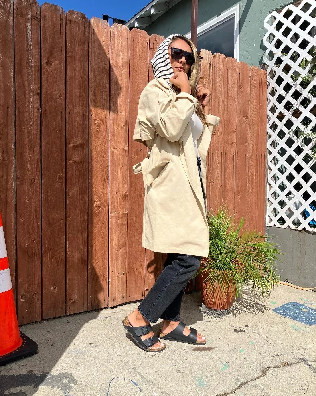 Cotton Blend Trench Coat Pockets Sleeves Lining