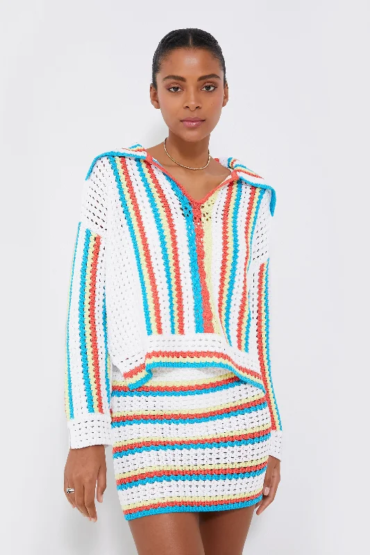Crochet Vertical Stripe Lola Pullover Square Neck Pullover