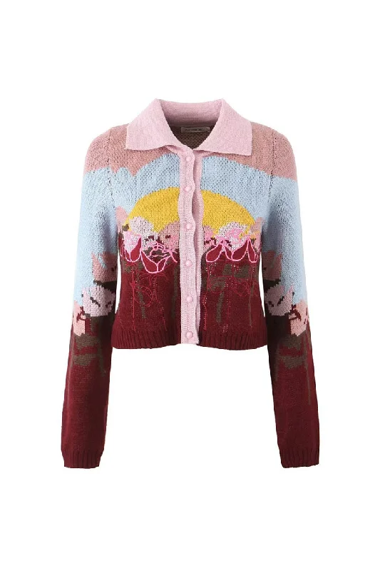 Cute Graphic Embroidered Collared Long Sleeve Button Up Winter Cardigan Anti-Pilling Anti-Shrink Durable Cute Graphic Embroidered Collared Long Sleeve Button Up Winter Cardigan Anti-Pilling Anti-Shrink Durable