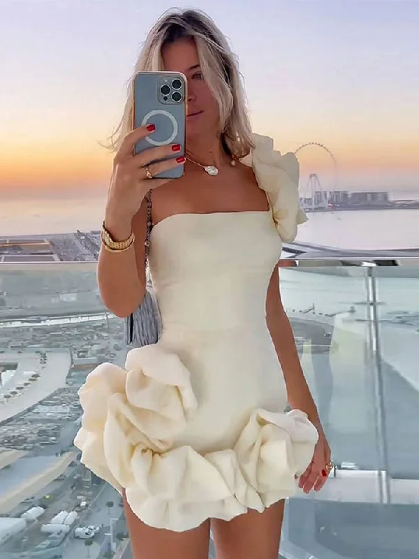 Zjkrl - Elegant Flower Edge Mini Dress Women Fashion Slim Off Shoulder Rose Pleated Short Robe 2023 Spring Female Party Evening Dresses Tunics Trendy modern Zjkrl - Elegant Flower Edge Mini Dress Women Fashion Slim Off Shoulder Rose Pleated Short Robe 2023 Spring Female Party Evening Dresses Tunics Trendy modern