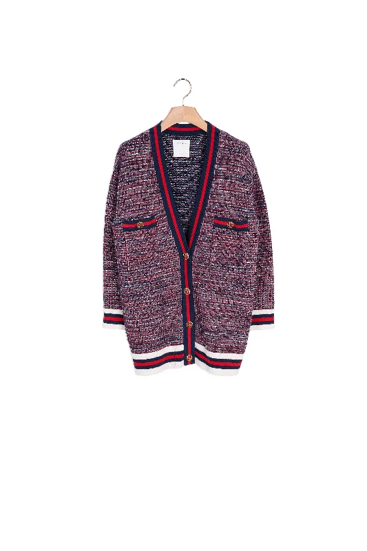 Cardigan effet tweed à galons rayés Neon metallic Matte
