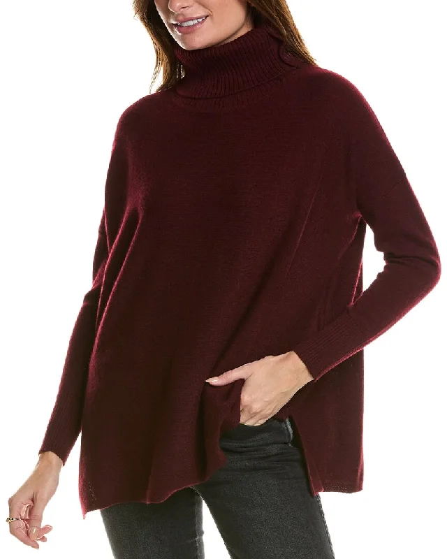 Forte Cashmere Button Neck Oversized Cashmere Pullover Wrist Length Sleeve