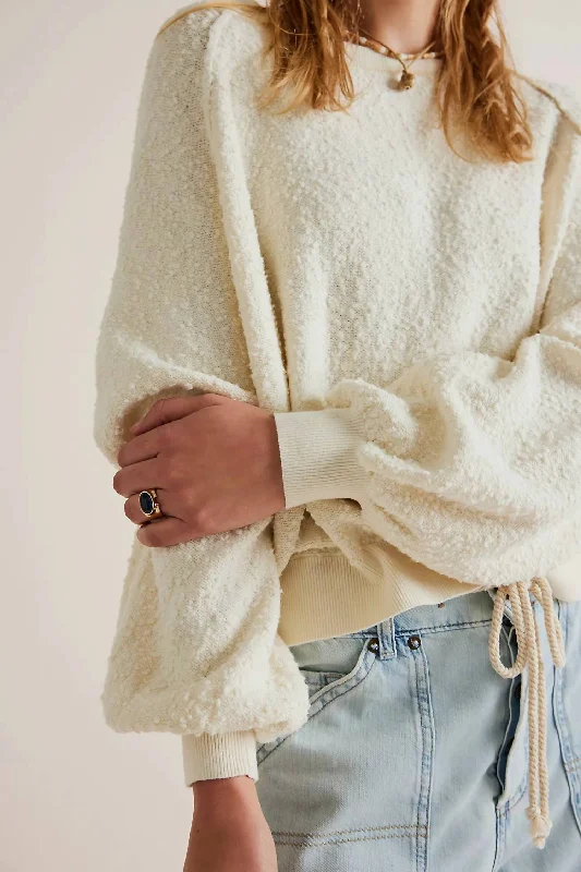 Found My Friend Pullover In Creme Box Sleeve Comfort