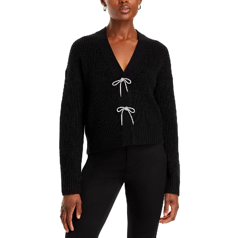 French Connection Womens Rhinestone Snap Front Cardigan Sweater Collared Crew Neck Turtle Neck French Connection Womens Rhinestone Snap Front Cardigan Sweater Collared Crew Neck Turtle Neck