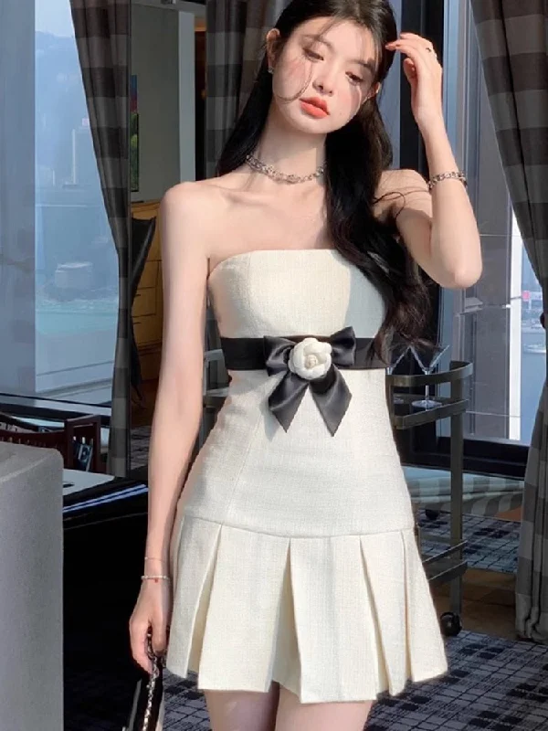 Zjkrl - French Elegant Small Fragrance Summer Dress Women 2023 New Hotsweet Fashion 3D Flower Pleated Mini Dress Party Vestido Feminino Boat Neckline Classic Zjkrl - French Elegant Small Fragrance Summer Dress Women 2023 New Hotsweet Fashion 3D Flower Pleated Mini Dress Party Vestido Feminino Boat Neckline Classic