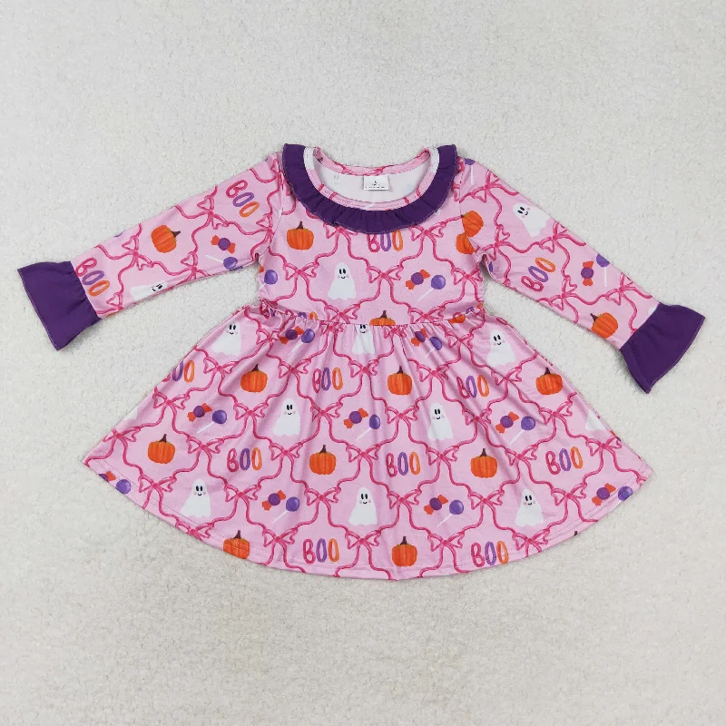 GLD0691 boo Ghost pumpkin bow pattern Purple lace pink long-sleeved dress Tunics Hiking breathable