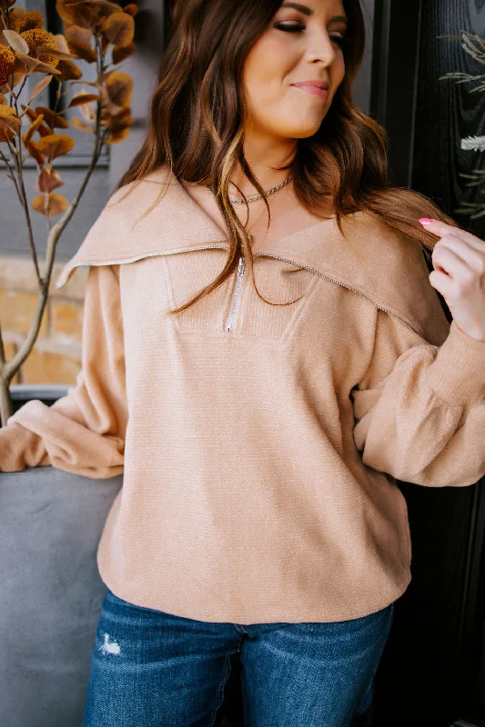 Glorie Ribbed Knit Pullover Oblong Neck Pullover