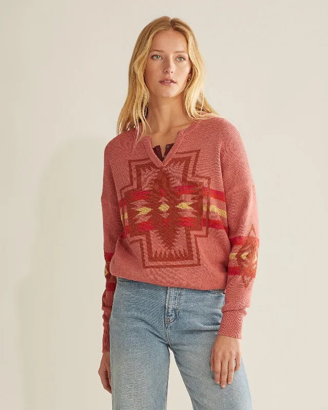 Pendleton Graphic Cotton Pullover Faded Rose Multi Harding Port Neck Pullover