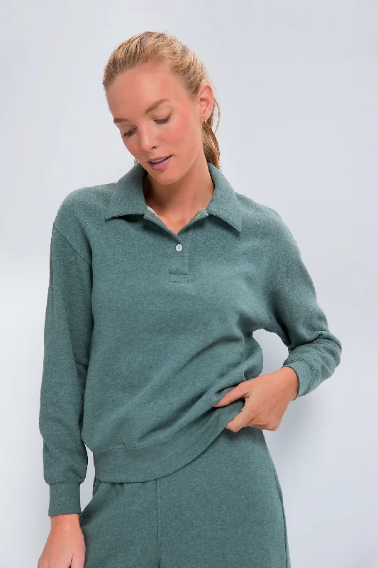 Heathered Green Perry Pullover Soft Wool Sweater